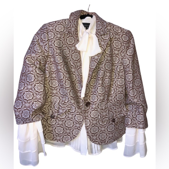 Elegant Brown Patterned Women's Blazer - Picture 1 of 12